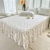 Faldón de Cama de Encaje 100% Algodón Pieza Única Verano Antideslizante Cubierta de Cama de Algodón Puro Estilo Faldón de Cama Estilo Princesa 1.5m/1.8m Cubierta Protectora