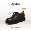 Zapatos de Vestir Tipo Mocasín Aogushi Deng Estilo Británico Clásico para Mujer 2026 Otoño Nuevos Punta Redonda con Cordones Suela Gruesa para Viaje Diaria Zapatos Pequeños de Cuero