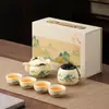 Caja de Regalo Cerámica al por Mayor Qianli Jiangshan Hogar Viaje Tendencia Nacional Set de Kung Fu Recuerdo de Negocio