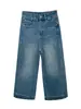 ¡Perfecto para figuras petite! Jeans de Pierna Ancha para Mujer Otoño 2026 Cintura Alta Adelgazantes Pantalones Anchos Recortados con Borde Ancho H090416