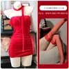 Floral Mar Sexy Lencería Estilo Puro Deseo Dulce y Picante Top Tubo Hombros Descubiertos Vestido Ajustado Rojo Terciopelo Conjunto para Casa para Mujeres A954