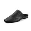 Couro de Cabra de Primeira Camada Retrô Nicho Roupa Exterior Baotou Meio Chinelo para Mulheres 2025 Novas Sandálias de Verão Cor Damasco