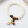 Pulseiras de Raiz de Bodhi Naturais, Flores Flutuantes Queimadas em Carvão Multi-Tesouro, Contas Budistas Verde Leite, Contas de Rosário, Pulseiras Populares, Atacado