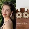 Brincos de Aro de Malha de Prata Estilo Novo Europeu e Americano 2025 para Mulheres, Brincos de Tarraxa Estilo Nicho de Luxo Leve para Feriados, Acessórios de Orelha Versáteis da Moda