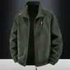 Jaqueta de Lã Masculina Edição Original de Fábrica Outono e Inverno, Espessada e Forrada com Lã, Jaqueta Masculina com Gola Alta, Roupa Masculina de Lã Polar, Roupa Externa Quente