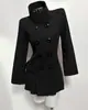 Abrigo de lana para mujer de cuello alto, estilo retro oscuro, moda de invierno casual, diseño de doble botonadura, abrigo de lana estilo coreano