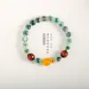 Pulseira Tecida à Mão Colorida de Ágata Coração de Açúcar Design Sensorial Pulseira Pixiu Cheia de Cristal de Morango para Mulheres