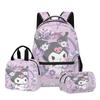 3D Nuevo Producto Impreso Sanrio kuromi kuromi Estudiante Mochila Escolar Bolso para el Almuerzo Estuche para Lápices Set de Tres Piezas