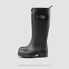 Botas de Lluvia Rojas de Caña Alta con Tirador para Mujer, Botas de Agua Versátiles de Suela Gruesa Estilo Coreano, Zapatos de Goma Antideslizantes, Zapatos Impermeables para Exteriores 1023