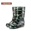 Botas de chuva de cano alto, cor sólida, leves, forradas com fleece, altura média a alta, espessas e duráveis, com solas grossas, sapatos masculinos impermeáveis