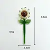 Adorno de flor de vidrio, girasol, 3 flores + jarrón, tamaño mini, adecuado para adornos decorativos y regalos navideños
