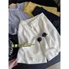 Shorts Blancos de Algodón Tencel Estilo Old Money para Mujer, Versión Delgada de Verano, Pantalones Rectos Anchos de Cinco Puntos para Petite, Pantalones Sueltos de Largo Medio para Ropa de Exterior