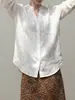 Camisa blanca de lino Lyocell para mujer, cuello en V, manga media, verano 2026