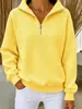 Colección de otoño europea y americana 2026: sudadera de mujer cómoda, holgada, de punto gofrado, color liso, cuello alto, con cremallera, manga larga, patchwork