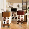 Cubo de Basura Doméstico de Gran Capacidad Estilo Mid-Century Cocina Dormitorio Sala de Estar Estilo Presionar con Tapa Cesta para Papel Higiénico con Ruedas