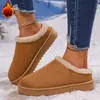 2026 Nuevo Modelo Comercio Exterior Zapatos Birkenstock de Suela Gruesa Forrados de Borrego, Pantuflas Cerradas de Punta Cerrada para Mujer, Pantuflas de Media Caña de Invierno para Exteriores