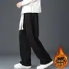 Pantalones Deportivos de Pana Personalizados 2025 Nuevo Otoño e Invierno Forrados de Polar para Niños y Hombres Rectos Holgados Casuales