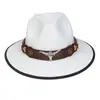 Chapéu Xizang Europeu e Americano Transfronteiriço Outono e Inverno Novo Chapéu de Cowboy Xizang Feminino Chapéu para Homens e Mulheres Acessórios de Chapéu com Cabeça de Touro para Exterior