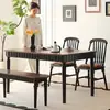 Juego de Mesa y Sillas de Comedor Rectangular Retro de Madera Maciza Estilo Francés y Americano para Apartamentos Pequeños, Mesa de Comedor Rectangular Estilo Antiguo para el Hogar