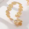 Moda Europea y Americana Transfronterizo Moderno Nuevo Conjunto de Dos Piezas de Pulsera y Anillo con Forma de Hoja Irregular Metálica para Mujer