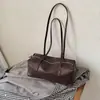Bolsa Boston de Ombro Único em Couro Macio Estilo Casual Chic Coreano Feminina Nova Outono Minimalista Versátil para o Dia a Dia Bolsa de Axila