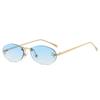 Nuevas Gafas de Sol de Moda Transfronterizas Simples Ovaladas Sin Marco Estilo Europeo y Americano Distintivas F Incrustadas de Diamantes de Moda Decorativas Gafas de Sol Versátiles