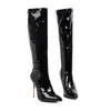 Botas de Couro Patente de Outono/Inverno 2026 Novas Botas de Salto Agulha para Pole Dance Tamanho 48 Botas de Exportação da Lista de Desejos da Amazon