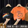 Estilo Verano 2025 Mediana y Grande Niños 100% Algodón Camiseta de Manga Corta para Niñas Moda Bebé Versátil Cuello Redondo Top Estampado
