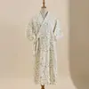 Bata de gasa de doble capa de algodón puro, vestido de baño de verano fino y transpirable para mujer, ropa de estar, falda de baño de secado rápido y absorbente