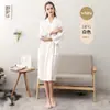 Bata de tejido gofrado para mujer, bata de baño fina y absorbente para verano, estilo para parejas, manga tres cuartos, ropa de casa de longitud media, bata de baño para mujer