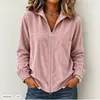 2026 Venta Caliente Transfronteriza Otoño Nuevo Chaqueta de Color Sólido para Mujer Estilo Simple Europeo y Americano Solapa de Pana Abrigo para Mujer