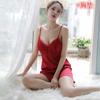 Camisola de Lencería Sexy para Mujer, Ropa de Dormir Privada Seductora de Satén de Seda de Hielo de Talla Grande, Conjunto Transparente