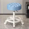 Taburete con Ruedas, Taburete Redondo Giratorio Ajustable para Salón de Belleza, Taburete de Trabajo para Peluquería y Salón de Uñas, Silla con Respaldo, Triple Protección, Piel de Microfibra