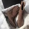 Botas de Vaquero Occidentales Esmeriladas de Media Caña Botines Bajos Retro Marrón Maillard Francés para Mujer Nuevo Estilo Otoño e Invierno 2025