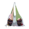 Bolsa de crochê divertida e colorida com tema de peixe inspirada na dopamina, nova bolsa de ombro estilo étnico de grande capacidade com trama vazada e tema de floresta