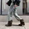 Botas apiladas de punta con hebilla estilo coreano para otoño e invierno 2026, botas vaqueras para mujer, botines de tacón grueso de moda para ir al trabajo