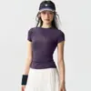 Nuevo Conjunto de Verano para Mujer de Manga Corta para Fitness, Delgado, Alta Elasticidad, Secado Rápido, Traje de Entrenamiento de Pilates, Camiseta de Yoga, Top Deportivo