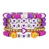 Pulsera de Arcilla Polimérica Elástica de Color Mixto Más Vendida Transfronteriza Corazón Tai Chi Yin Yang Conjunto de Pulseras de Arcilla Polimérica Pulseras Apilables para Pareja