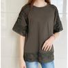 Punto de 7 colores verano 2024 japonés color sólido holgado jersey manga cinco puntos cuello redondo camiseta top mujer