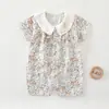 Ropa para Bebé Mono de Manga Corta con Cuello Solapa Pelele para Recién Nacido Algodón Puro Mono de Verano para Bebés Niños y Niñas