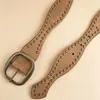 Cinturón estilo Western de gamuza con remaches decorados, cinturón ancho vintage desgastado para mujer, cinturón de estilo punk de nicho en stock