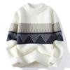 Suéter Gola Alta Masculino de Lã de Vison Inverno Solto Camiseta Base Forrada com Lã Suéter de Caxemira Espesso Blusa Quente