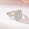 Anillo de Plata S925 con Moissanita Estilo Cubo de Azúcar, Suministro Directo de Fábrica, Lujo Ligero, Deslumbrante, Hermoso, Exquisito, Joyería para el Día a Día