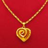 Collar de Oro Aluvial Femenino Corazón Hebilla de Seguridad Trébol de Cuatro Hojas Colgante Corazón de Melocotón Hueco Collar de Imitación de Oro Joyería de Puesto Venta al por Mayor