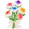 Fio de tricô manual gradiente canto arredondado buquê de rosas flor artificial cena de flor decoração adereço Yi Mian
