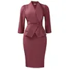 D604 Exportación Transfronteriza de Amazon Moda Femenina Nueva Elegante Solapa Grande Manga Tres Cuartos Vestido Africano Tongle