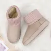 Comercio Exterior Estilo Coreano de Moda Botas de Algodón con Puño de Lana Tejida y Zapatos de Algodón, Botas de Nieve de Moda y Zapatos de Algodón Fabricantes Suministro al por Mayor
