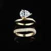 Anel de moissanita estilo luxo leve europeu e americano transfronteiriço, anel de casamento feminino, anel de noivado feminino em prata de lei S925