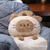 Almohada de Gato Siamés Linda con Orejas Chuecas, Manta para Aire Acondicionado, Cojín para Dormir Dos en Uno Montado en Coche, Almohada para Siesta de Oficina para Niñas
