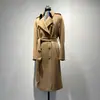 Personalizado~Bbr Counter 2W Versión Kensington Tr*Nch Largo Seda de Morera Doble Botonadura Abrigo Cortavientos de Cachemira para Mujer